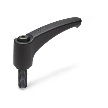 Otto Ganter Adjustable Hand Lever Zinc Die Casting Threaded Stud Steel, GN 602